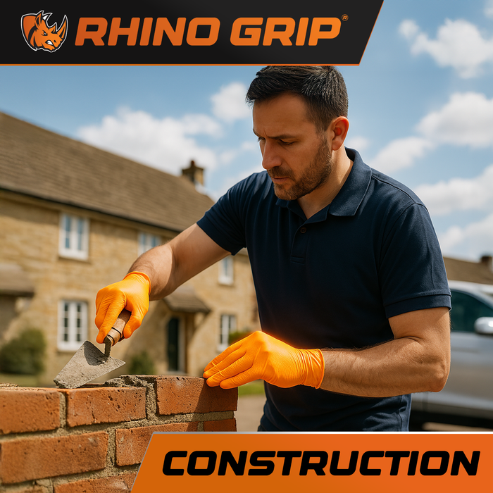 Rhino Grip Orange Ultra Tough Nitrile Trade Gloves- Pack of 50