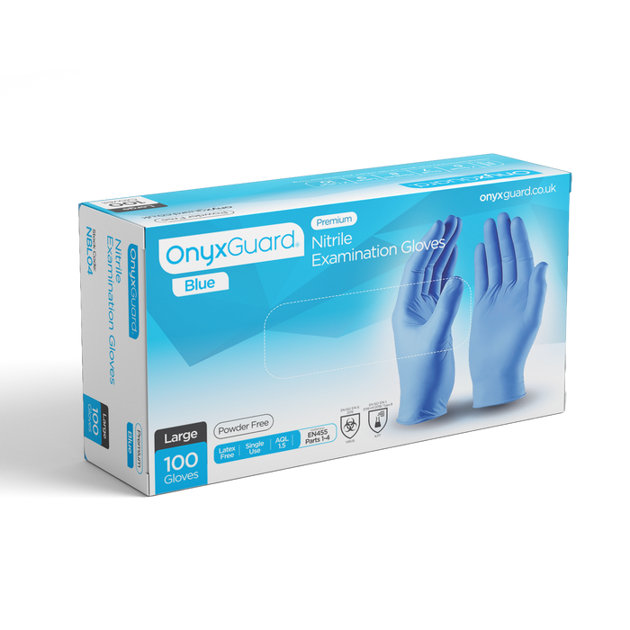 OnyxGuard Premium Blue Medical Grade Nitrile Gloves- Pack of 100