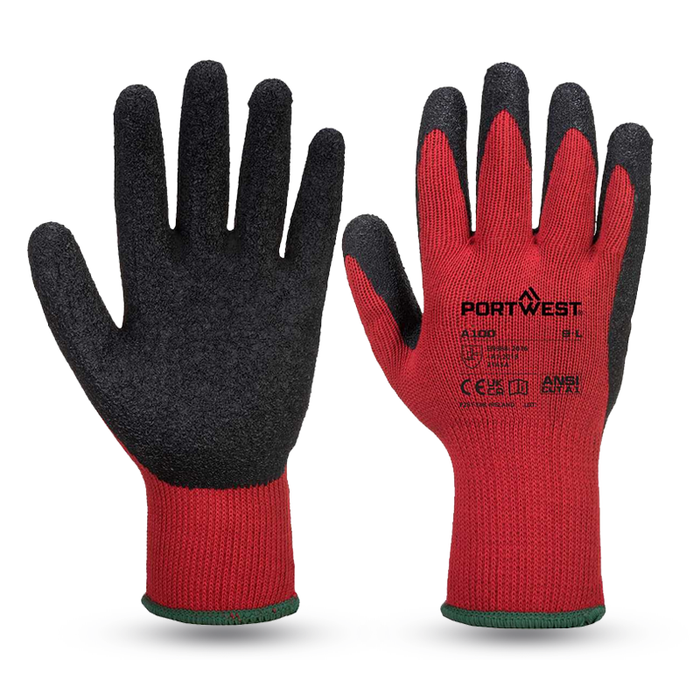 Portwest A100 Latex Red and Black Grip Gloves