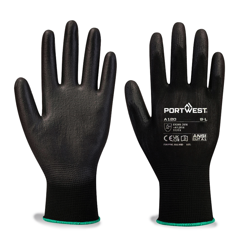 Portwest A120 Black Pu Palm Gloves — Gloves Wholesale