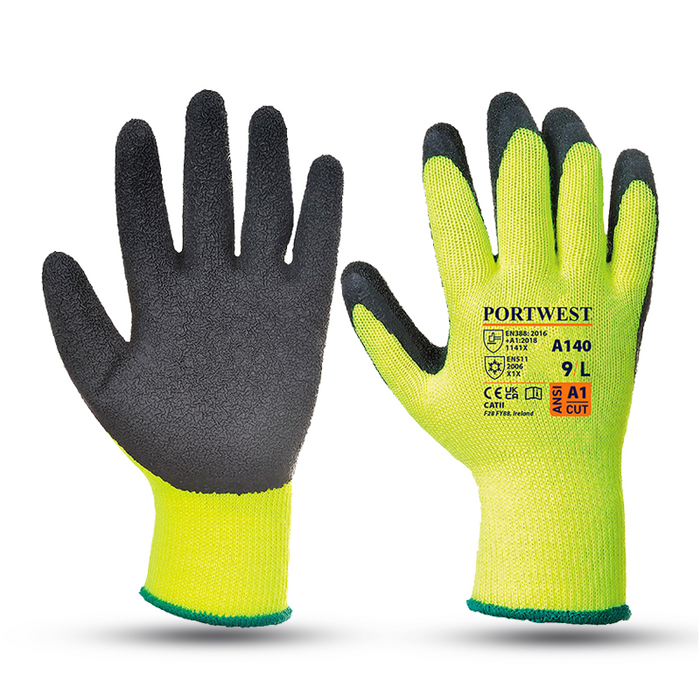 Portwest A140 Thermal Black & Yellow Grip Gloves