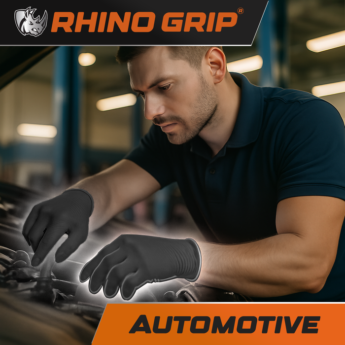Rhino Grip Black Ultra Tough Nitrile Trade Gloves- Pack of 50