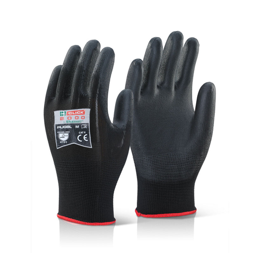 PU Palm coated black work gloves