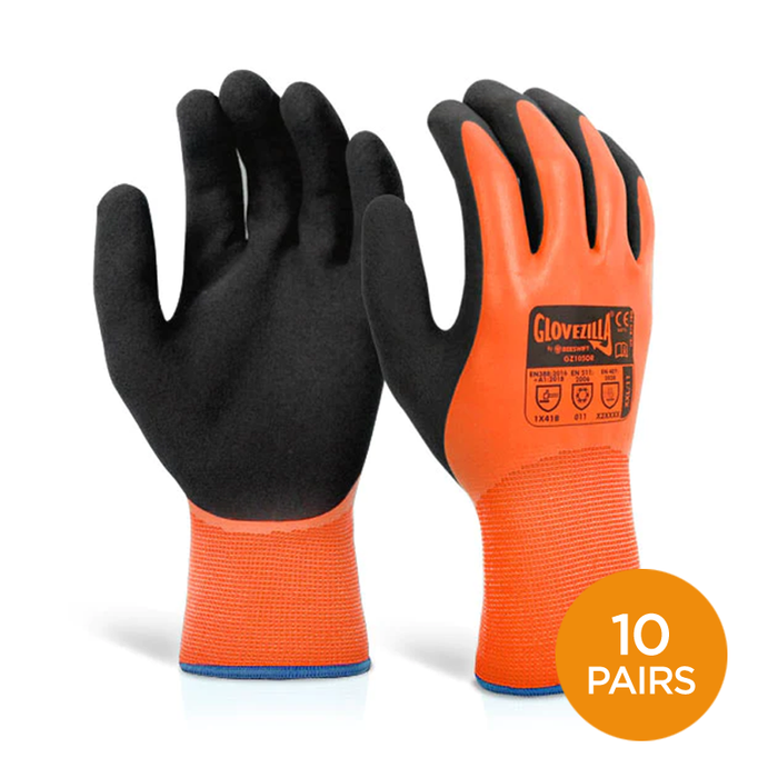 Glovezilla Thermal Waterproof Work Gloves- Pack of 10
