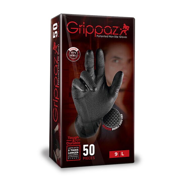 Grippaz 246 Black Nitrile Grip Gloves- Pack of 50