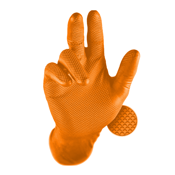 Grippaz 246 Orange Nitrile Grip Gloves- Pack of 50