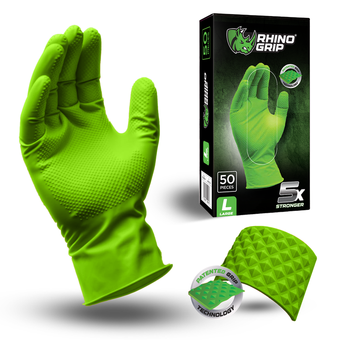 Rhino Grip Green Ultra Tough Nitrile Trade Gloves- Pack of 50