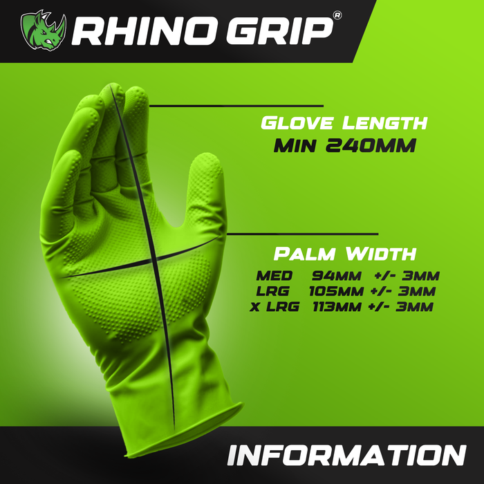 Rhino Grip Green Ultra Tough Nitrile Trade Gloves- Pack of 50