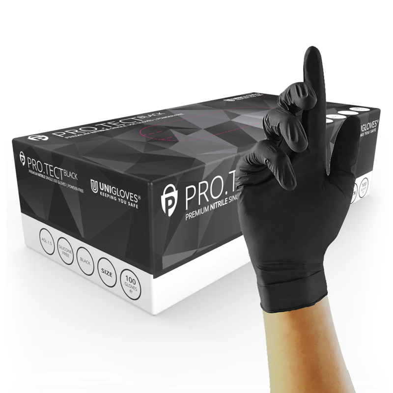 Unigloves Pro.tect Black Nitrile Glove — Gloves Wholesale