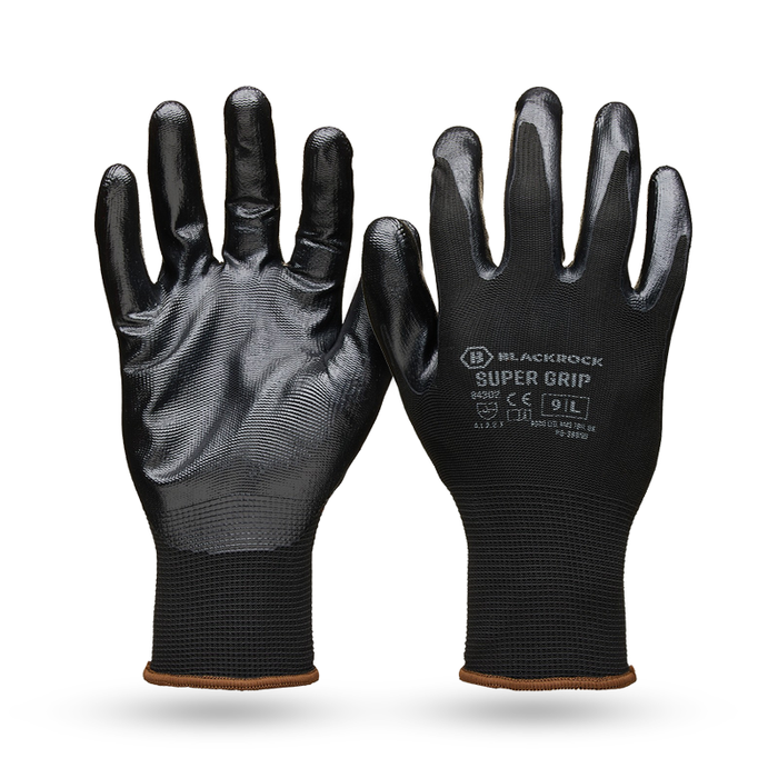 Blackrock 84302 Black Nitrile Palm Grip Work Gloves
