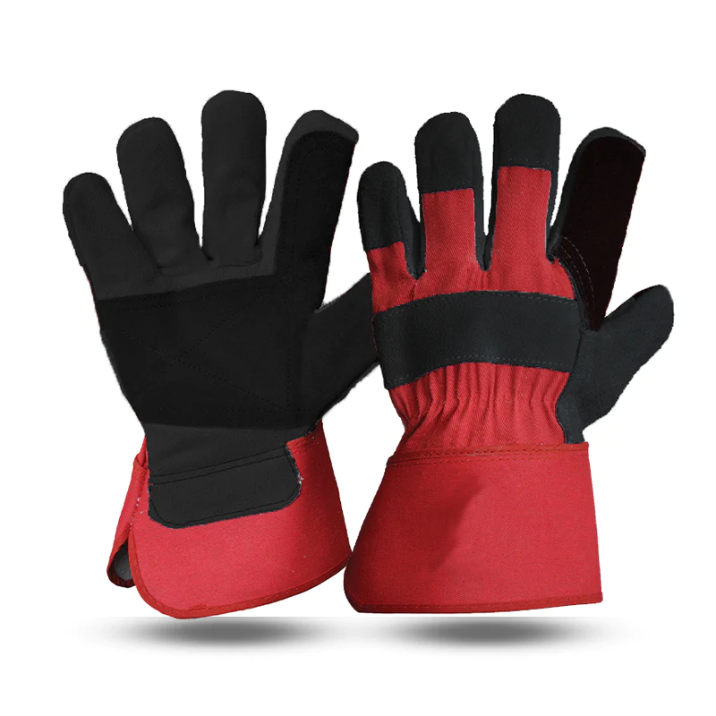 Heavy Duty Red & Black Leather Rigger Work Gloves — Gloves Wholesale